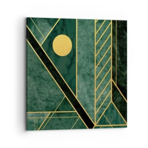 Cuadro sobre lienzo - Impresión de Imagen - La dinámica del oro y el azul - 70x70 cm