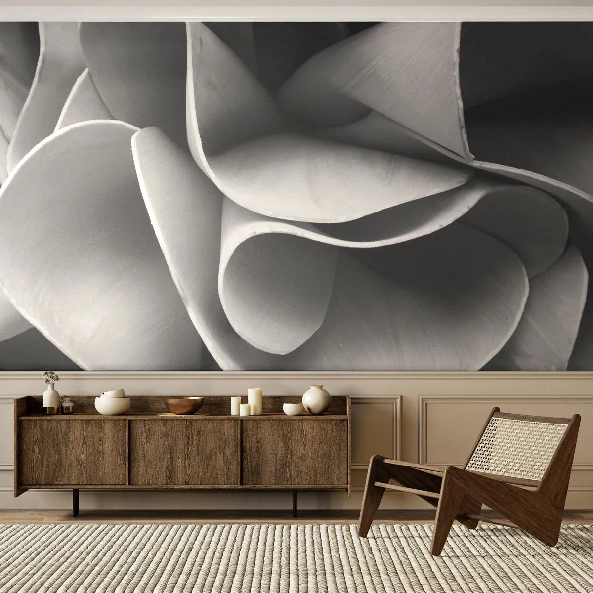 Fotomural Autadhesivo Deluxe Sticker - Sucede en el espacio - Abstracción, Pedazo, En blanco y negro - 250x175 cm
