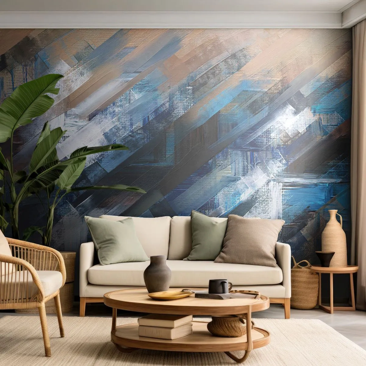 Fotomural Autadhesivo Deluxe Sticker - En una inclinación azul - Pedazo, Abstracción, pinturas - 400x280 cm