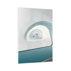 Cuadro sobre vidrio - Impresiones sobre Vidrio - Arquitectura minimalista con líneas redondeadas. - 80x120cm - Espiral del río azul - Decoración de pared moderna para salón y dormitorio ARTTOR