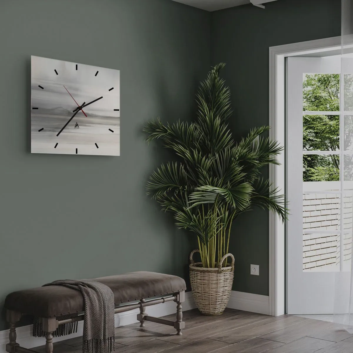 Reloj de pared - Reloj de vidrio - Una distancia reflexiva - 40x40 cm