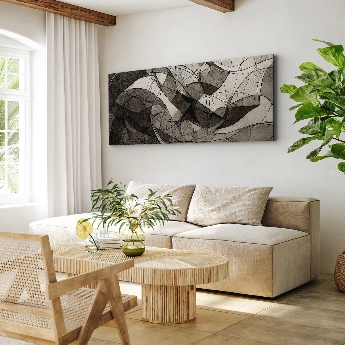 Cuadro sobre lienzo - Impresión de Imagen - Circulación en colores tierra - 100x40 cm