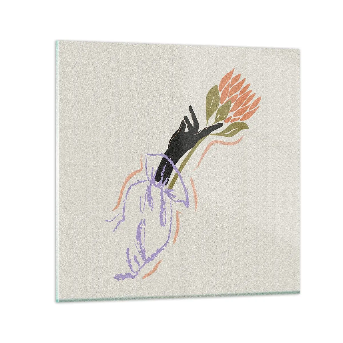 Cuadro sobre vidrio - Impresiones sobre Vidrio - Un toque fraternal - 50x50 cm