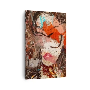 Cuadro sobre lienzo - Impresión de Imagen - Retrato abstracto de una mujer en colores intensos. - 80x120cm - Nadie sabe cómo eres realmente - Decoración de pared moderna para salón y dormitorio ARTTOR