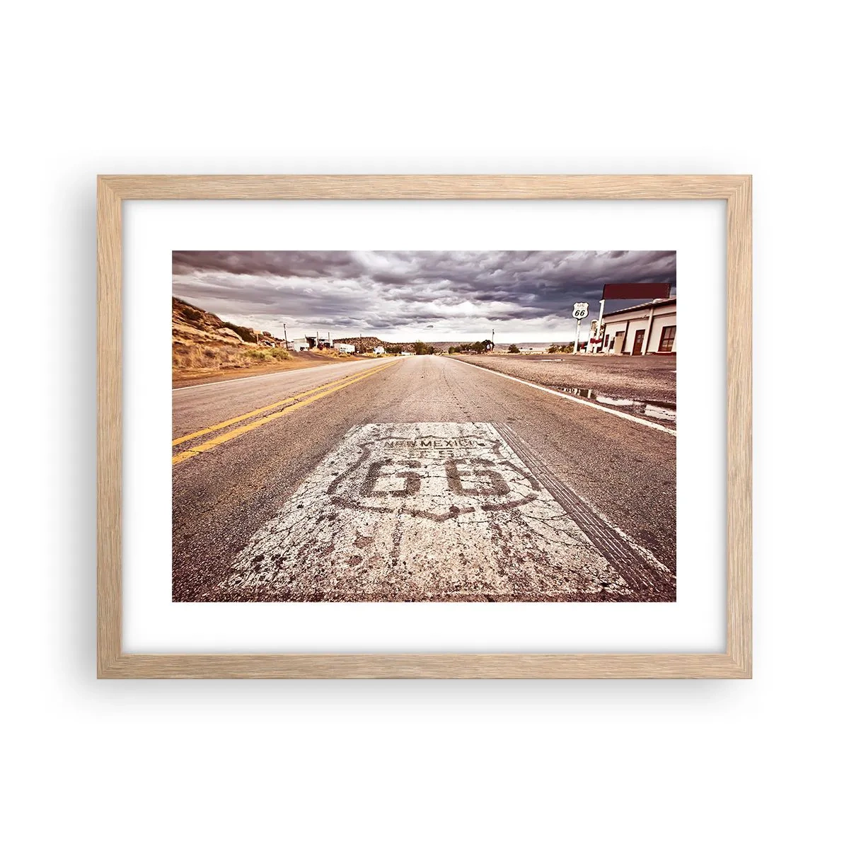 Póster en marco roble claro - Mother Road: una leyenda americana - 40x30 cm