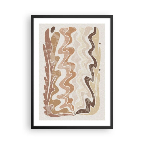 Póster en marco negro - Una composición abstracta en tonos cálidos de beige. - 50x70cm - Buena energía - buenas emociones - Decoración de pared moderna para salón y dormitorio ARTTOR