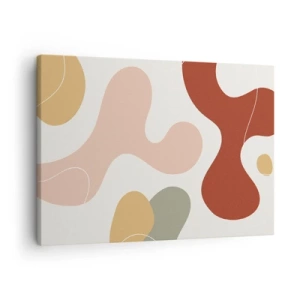 Cuadro sobre lienzo - Impresión de Imagen - Una composición abstracta en tonos pastel con formas dinámicas. - 70x50cm - La esencia de la pintura - Decoración de pared moderna para salón y dormitorio ARTTOR