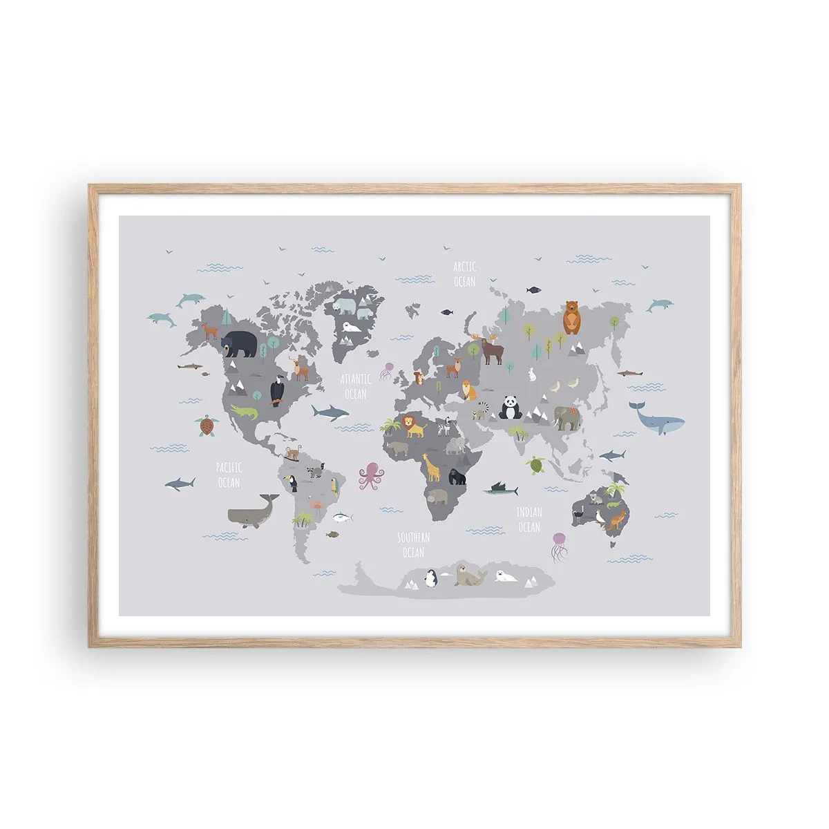 Póster en marco roble claro - Dime de dónde eres... - 100x70 cm