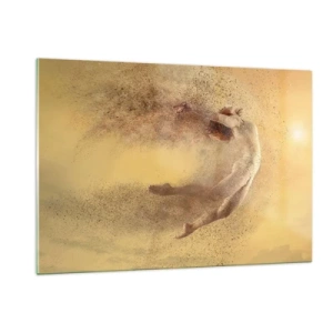 Cuadro sobre vidrio - Impresiones sobre Vidrio - Una bailarina en una composición dinámica sobre un fondo dorado. - 120x80cm - En una exaltación danzante - Decoración de pared moderna para salón y dormitorio ARTTOR