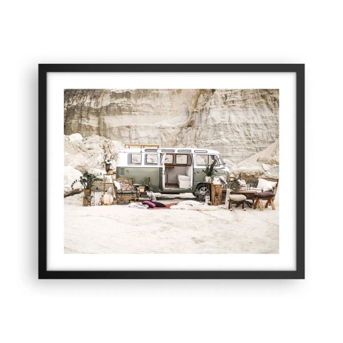 Póster en marco negro - Hora de empezar el viaje - 50x40 cm