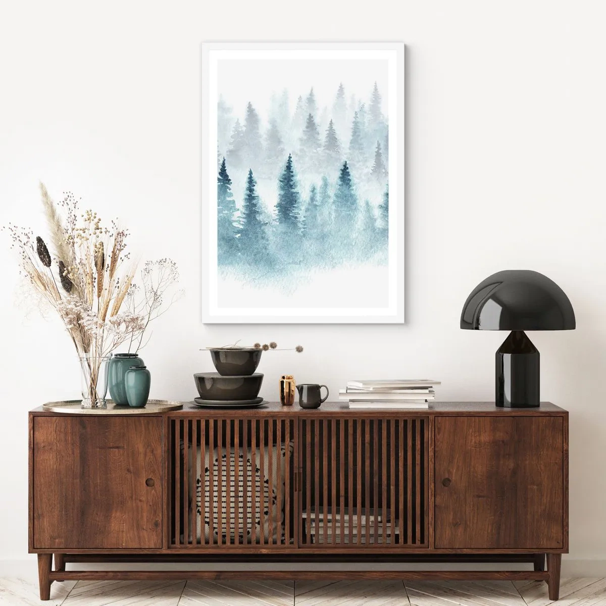 Póster en marco blanco - Envuelto en la niebla - 70x100 cm