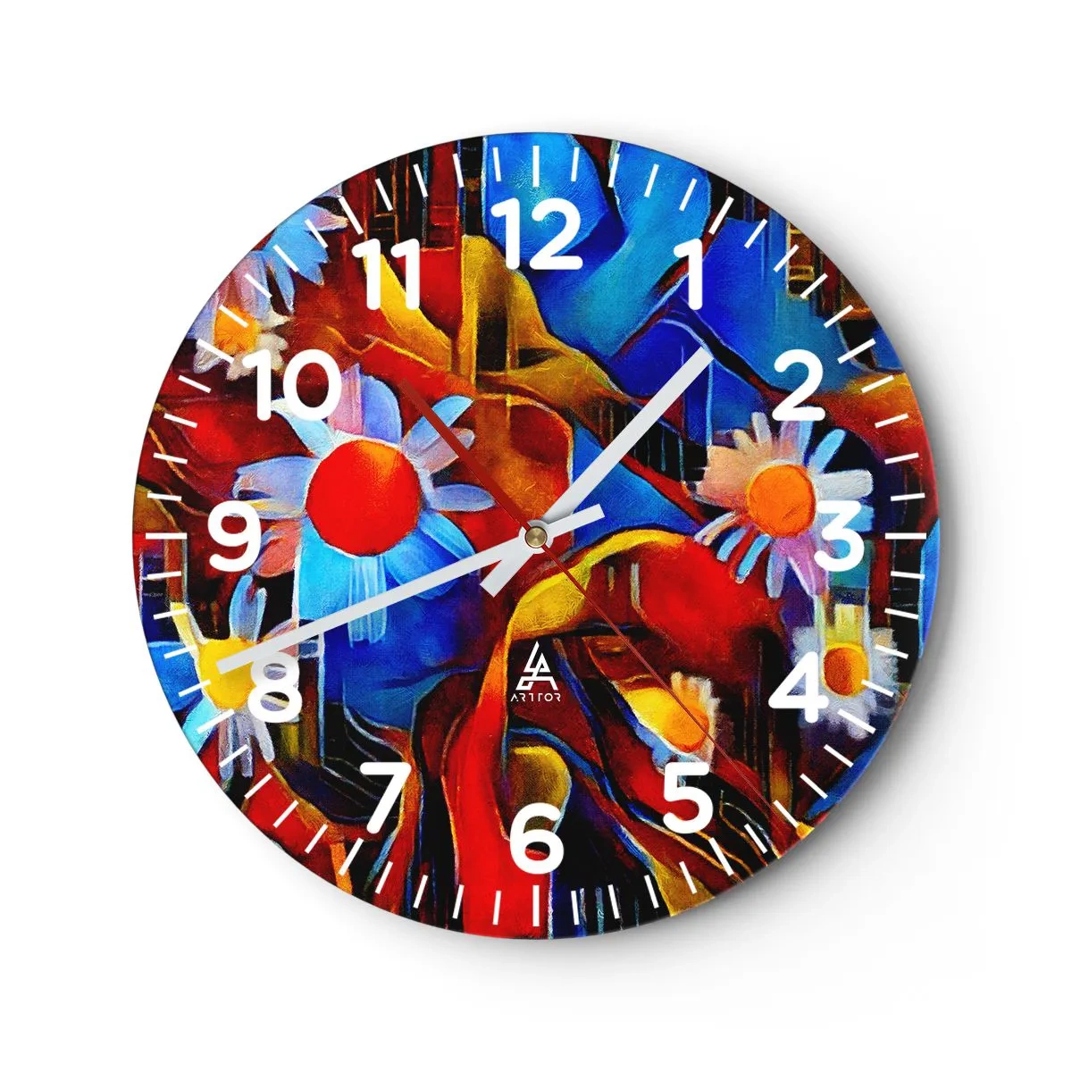 Reloj de pared - Reloj de vidrio - Colores de la vida - 40x40 cm