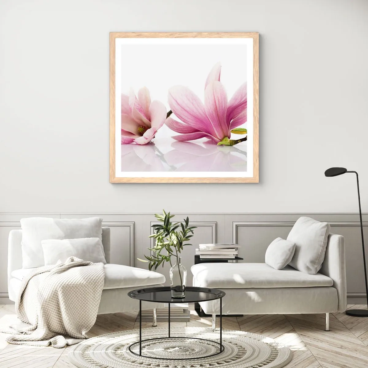 Póster en marco roble claro - Suave como un soplo de primavera - 50x50 cm