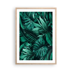 Póster en marco roble claro - Profundidad del verde tropical - 50x70 cm