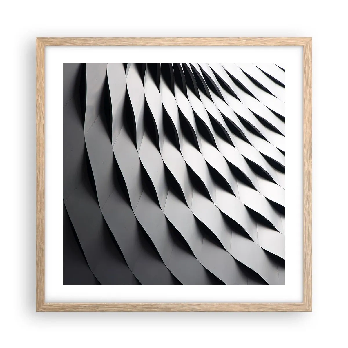 Póster en marco roble claro - En la superficie de las ondas - 50x50 cm