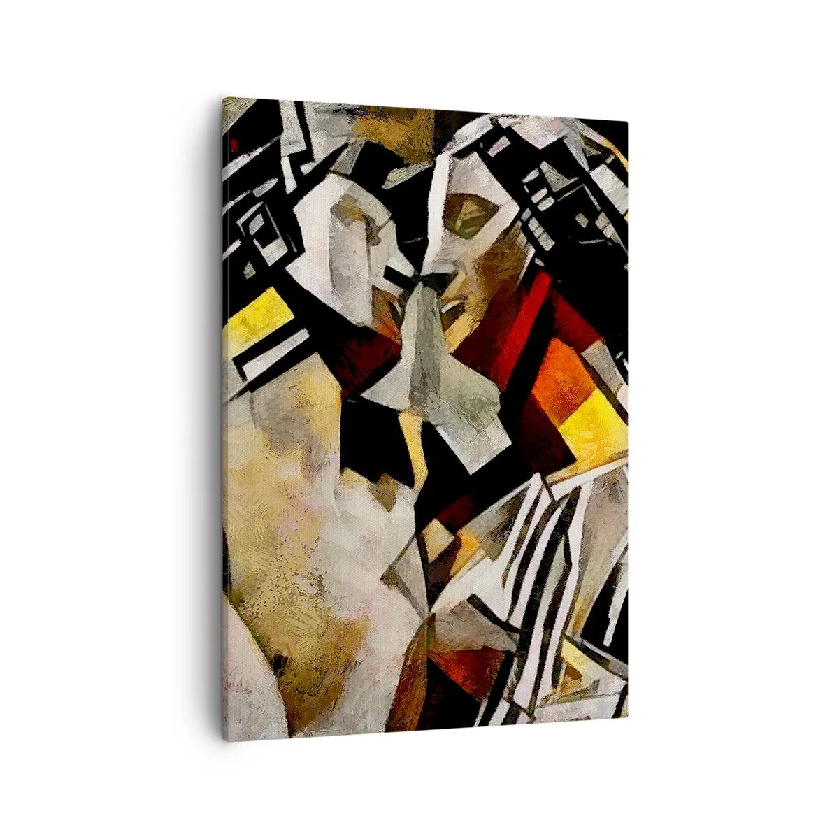 Cuadro sobre lienzo - Impresión de Imagen - Composición abstracta con siluetas en forma dinámica. - 50x70cm - Un beso escultural - Decoración de pared moderna para salón y dormitorio ARTTOR