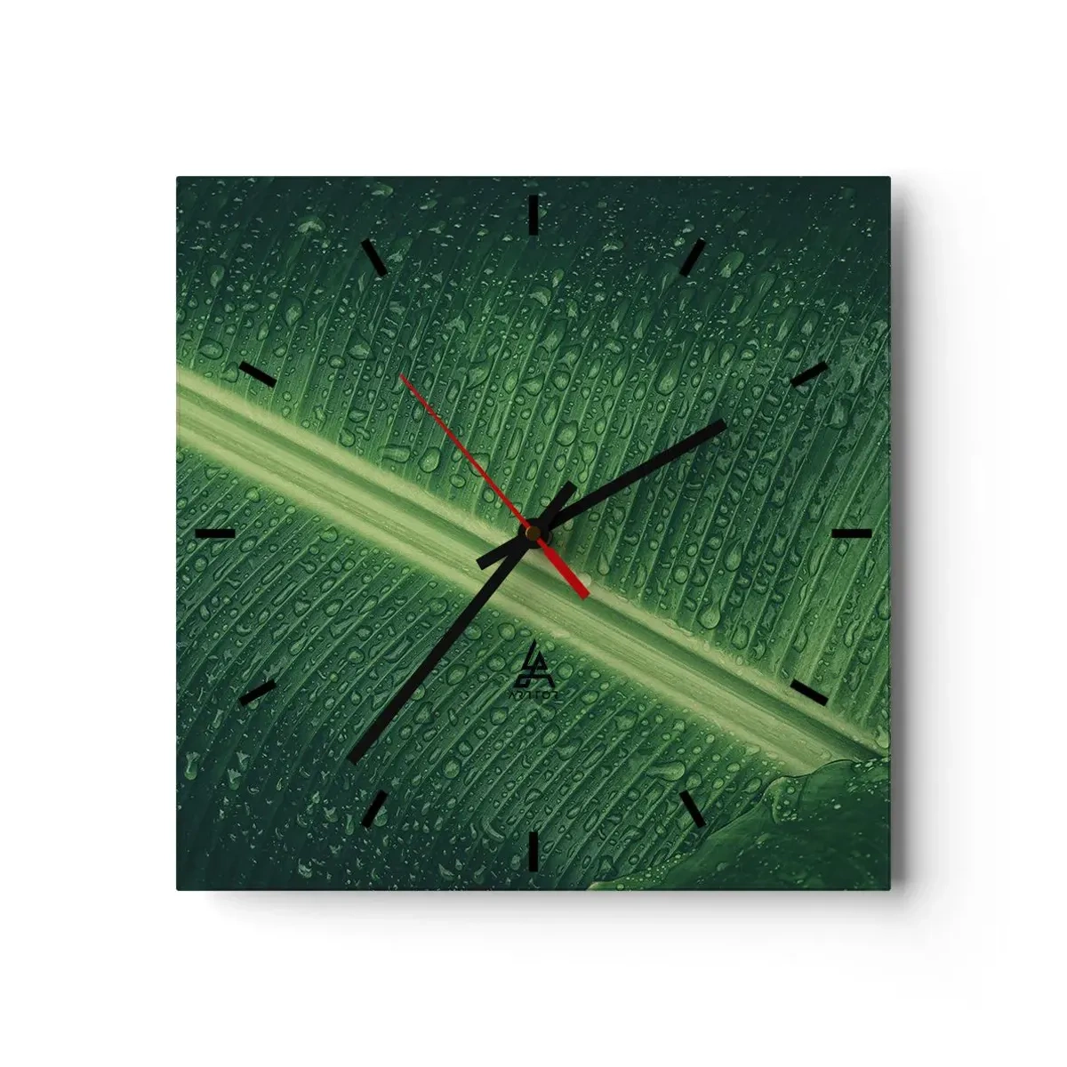 Reloj de pared - Reloj de vidrio - Estructura del verde - 40x40 cm