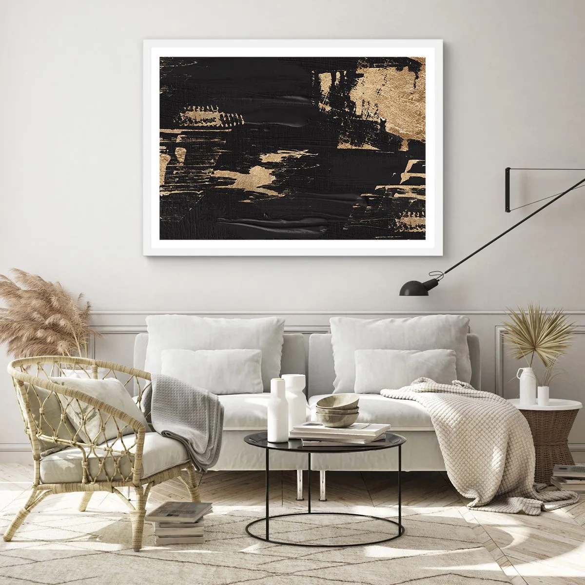 Póster en marco blanco - Un rastro de tacto - 70x50 cm