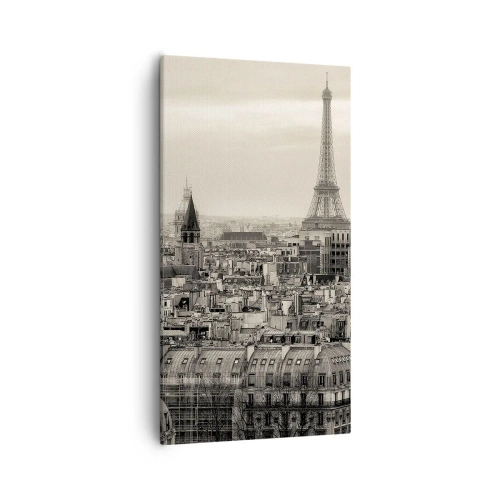 Cuadro sobre lienzo - Impresión de Imagen - Sobre los tejados de París - 55x100 cm