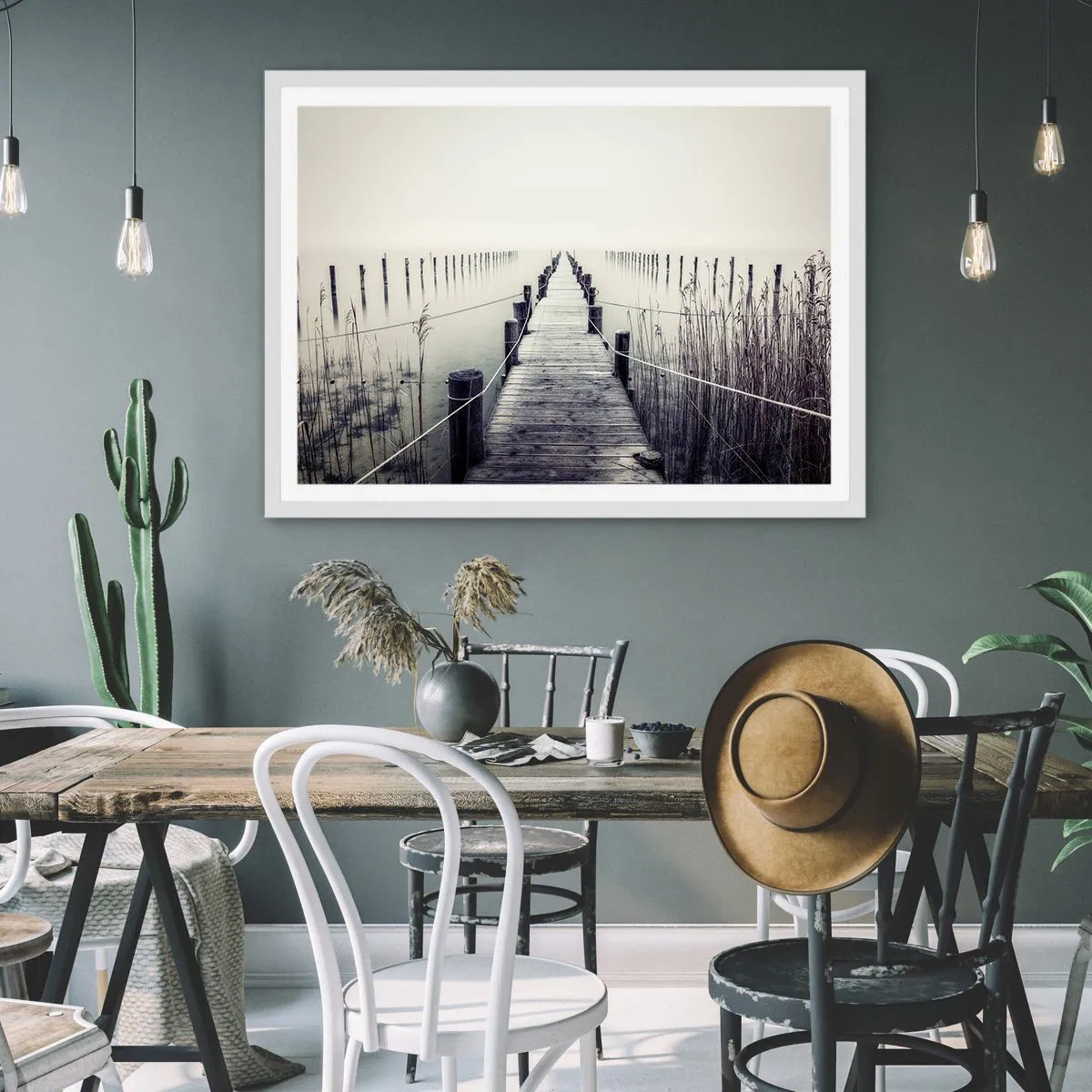 Póster en marco blanco - Sumergirse en la paz - 100x70 cm