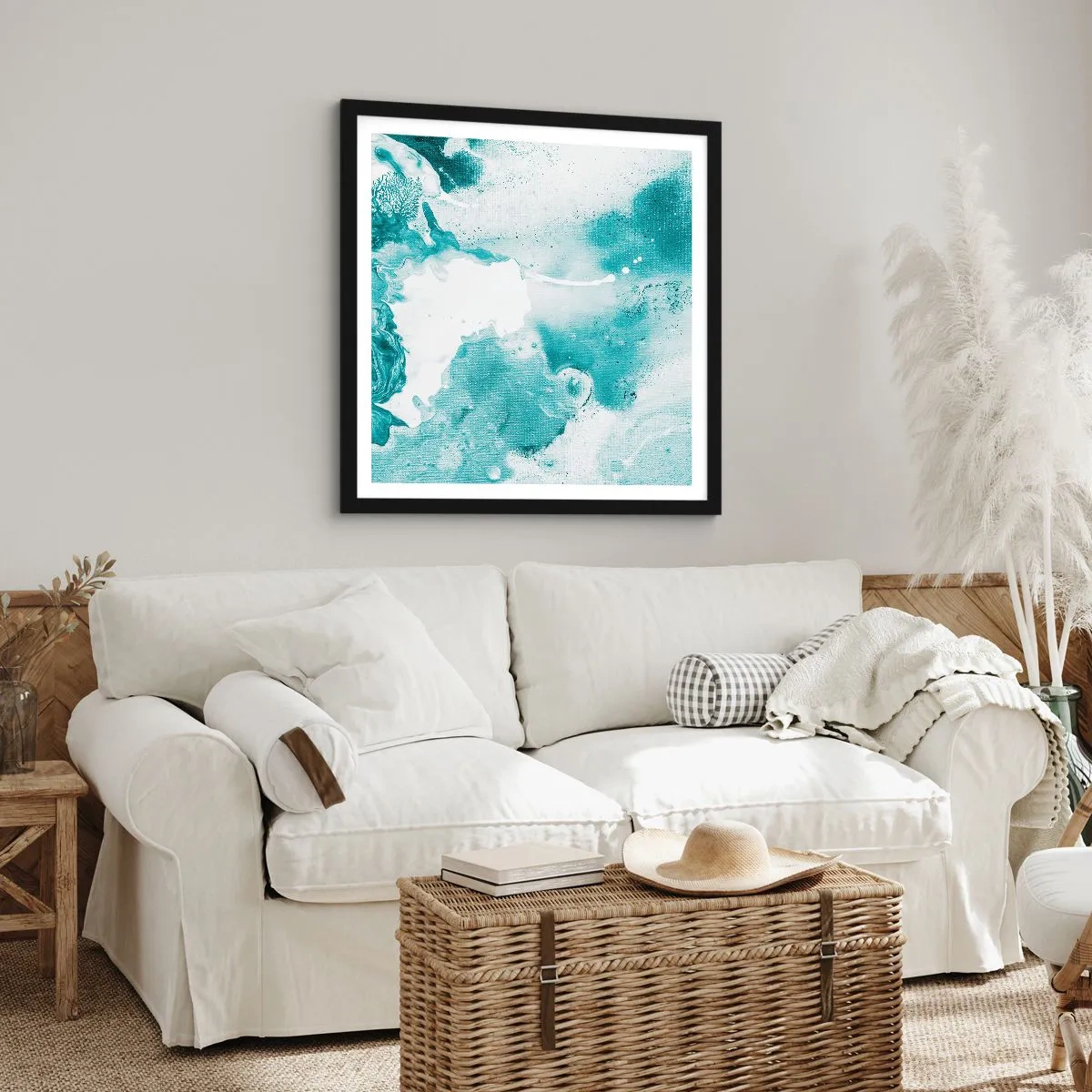 Póster en marco negro - Remansos de azul - 50x50 cm