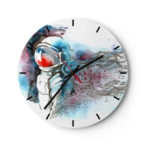 Reloj de pared - Reloj de vidrio - A solas con el cosmos - 40x40 cm
