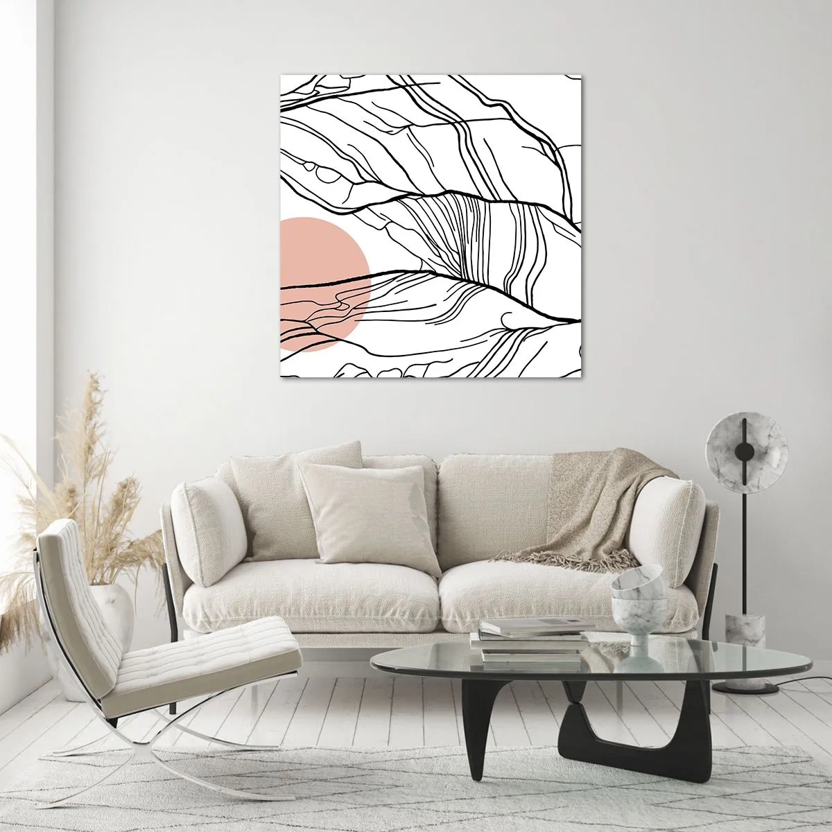 Cuadro sobre vidrio - Impresiones sobre Vidrio - En una red de ramas - 60x60 cm