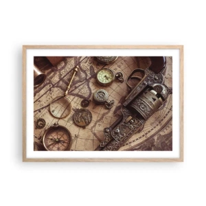 Póster en marco roble claro - La aventura llama - 70x50 cm