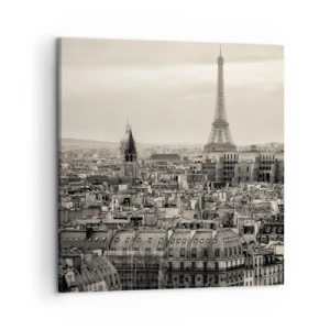 Cuadro sobre lienzo - Impresión de Imagen - Sobre los tejados de París - 50x50 cm