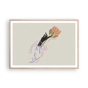 Póster en marco roble claro - Un toque fraternal - 100x70 cm