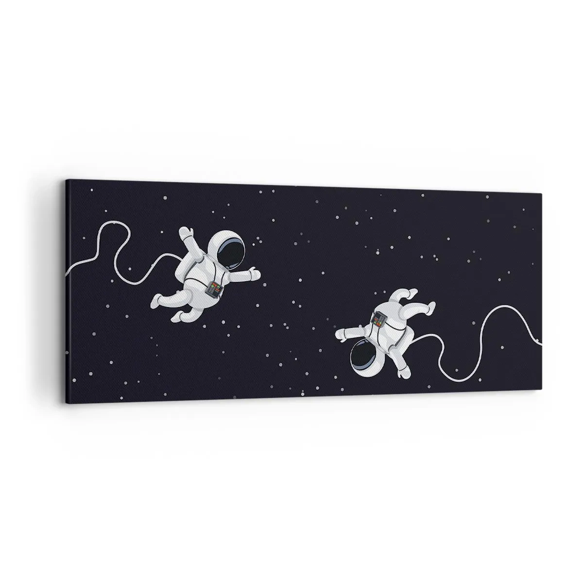 Cuadro sobre lienzo - Impresión de Imagen - Astronautas flotando en el espacio con un telón de fondo de estrellas. - 120x50cm - Danza cósmica - Decoración de pared moderna para salón y dormitorio ARTTOR