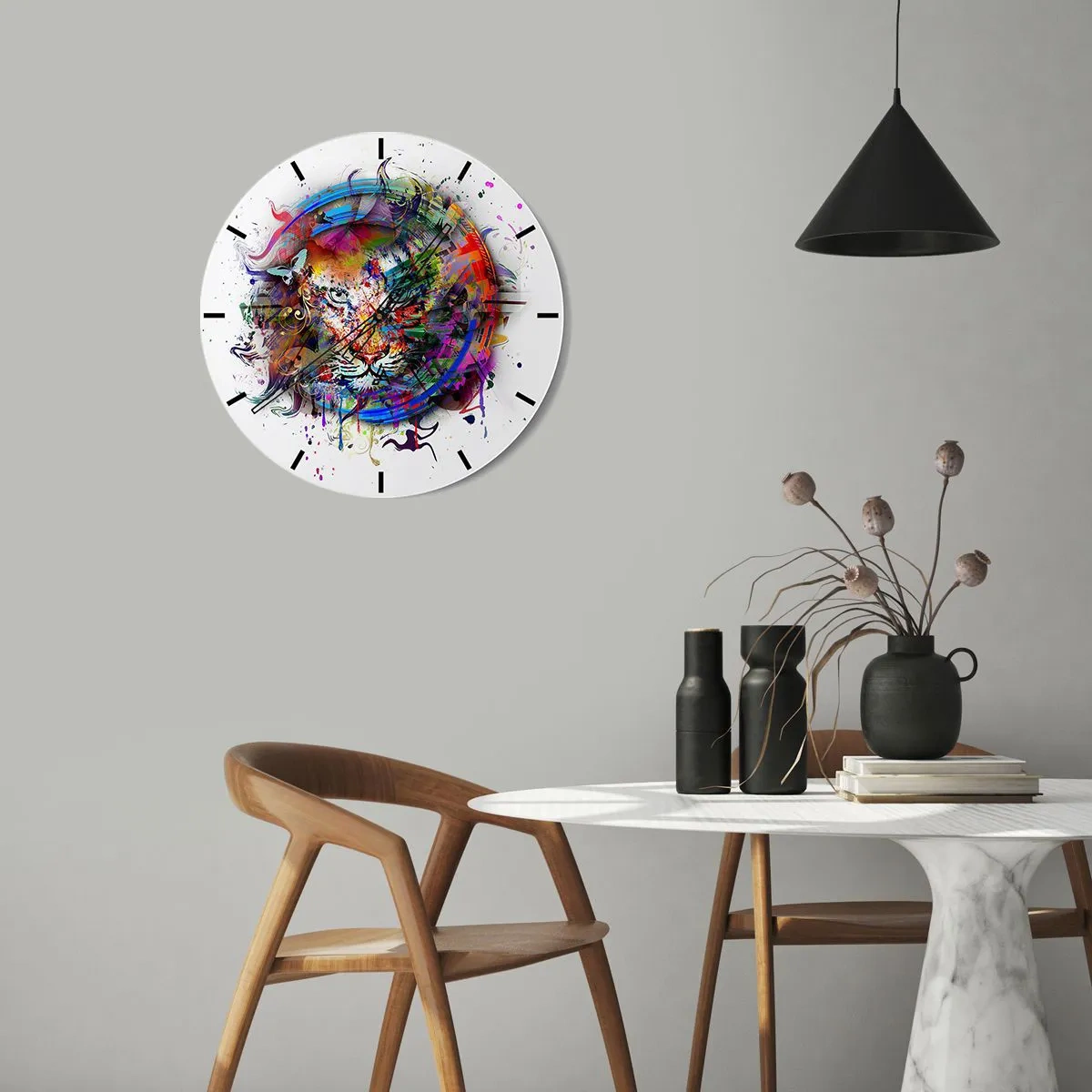 Reloj de pared - Reloj de vidrio - Al acecho tras la cortina arco iris - 40x40 cm