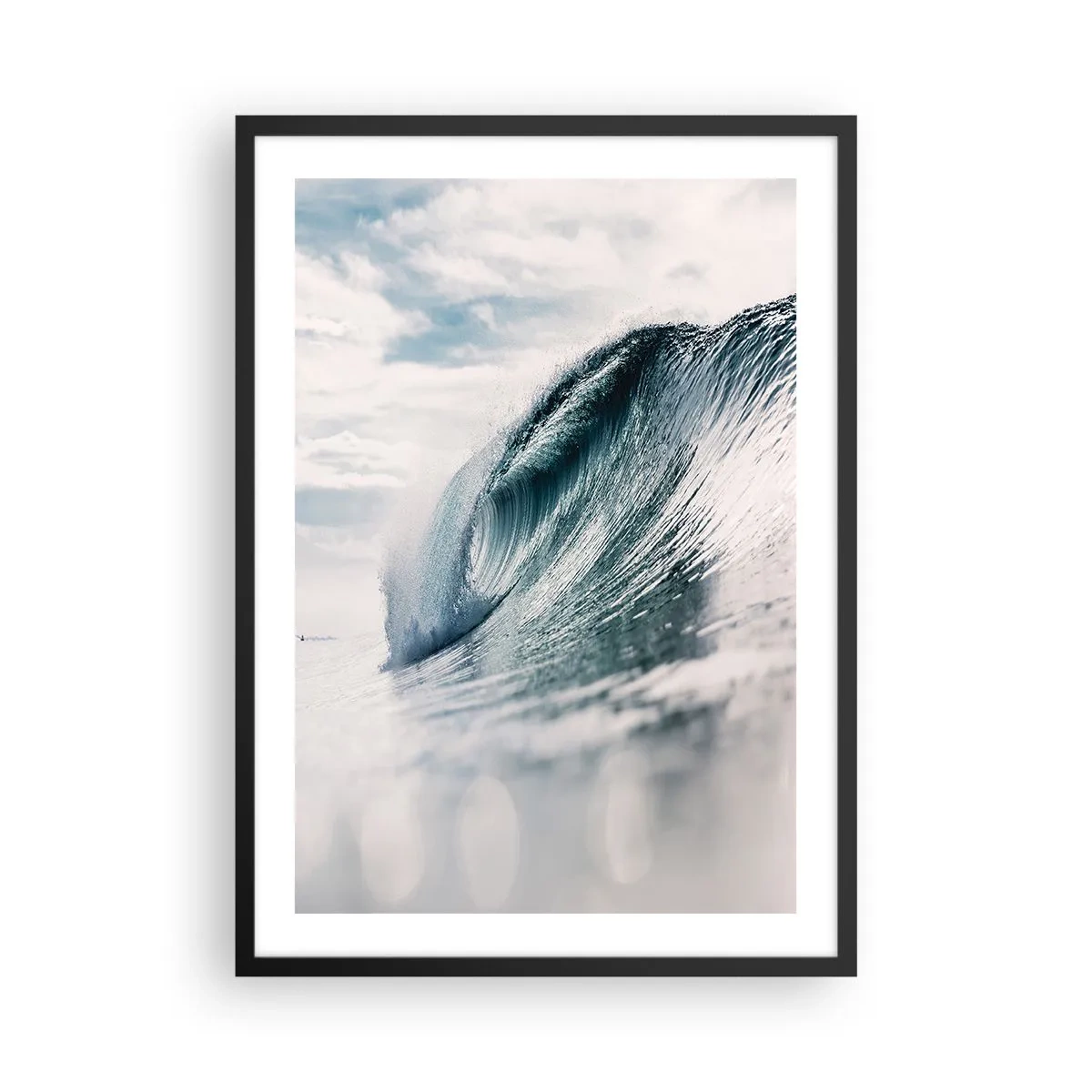 Póster en marco negro - Una poderosa ola oceánica capturada en movimiento. - 50x70cm - La cima del océano - Decoración de pared moderna para salón y dormitorio ARTTOR
