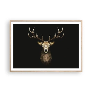 Póster en marco roble claro - Ciervo cubista - 100x70 cm