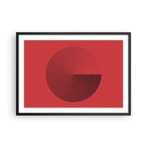 Póster en marco negro - Círculos concéntricos sobre fondo rojo - 70x50cm - Movimiento circular - Decoración de pared moderna para salón y dormitorio ARTTOR