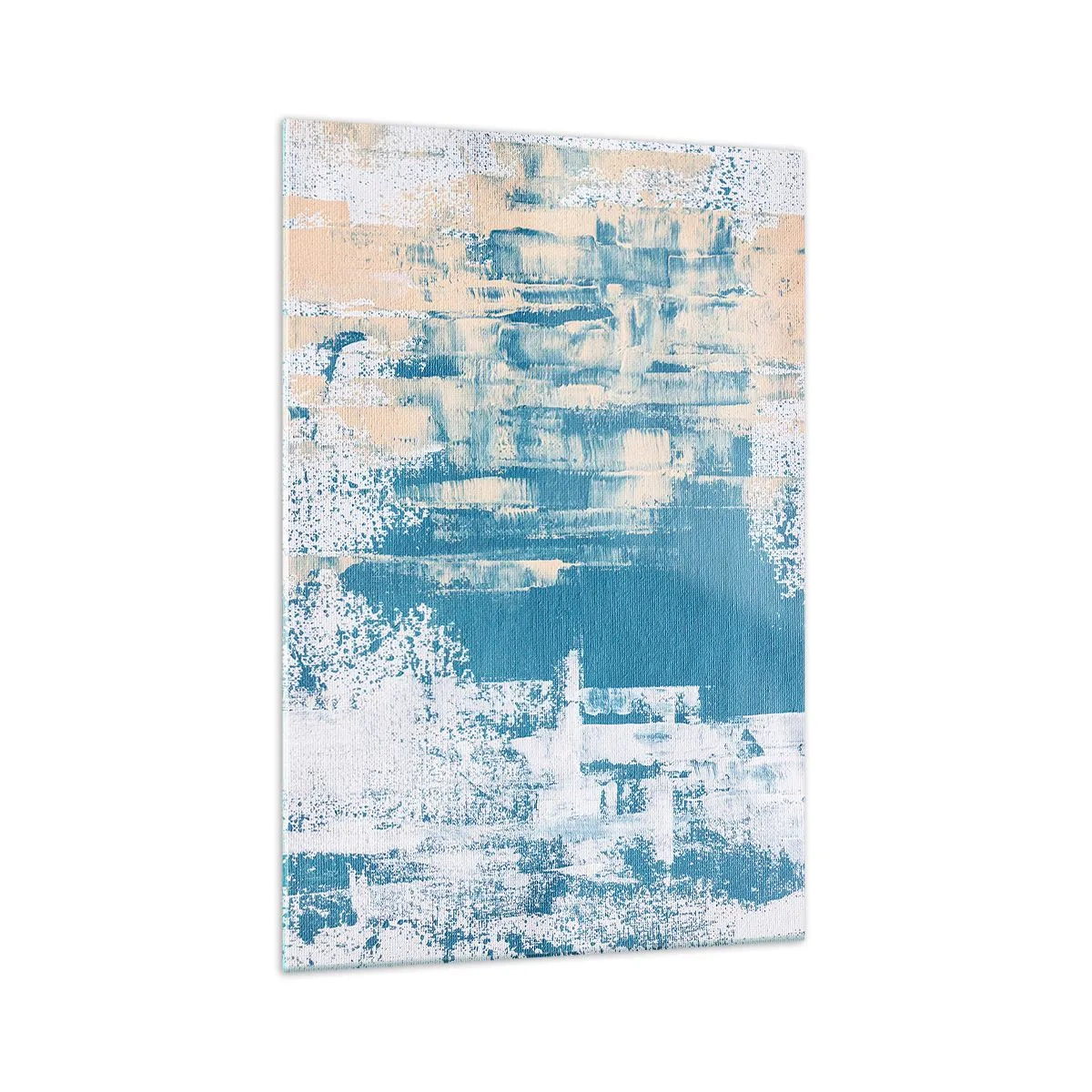 Cuadro sobre vidrio - Impresiones sobre Vidrio - Composición abstracta en tonos azules y blancos. - 70x100cm - A través de un carámbano - Decoración de pared moderna para salón y dormitorio ARTTOR