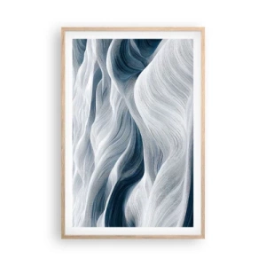 Póster en marco roble claro - Olas blancas y azules - 61x91 cm