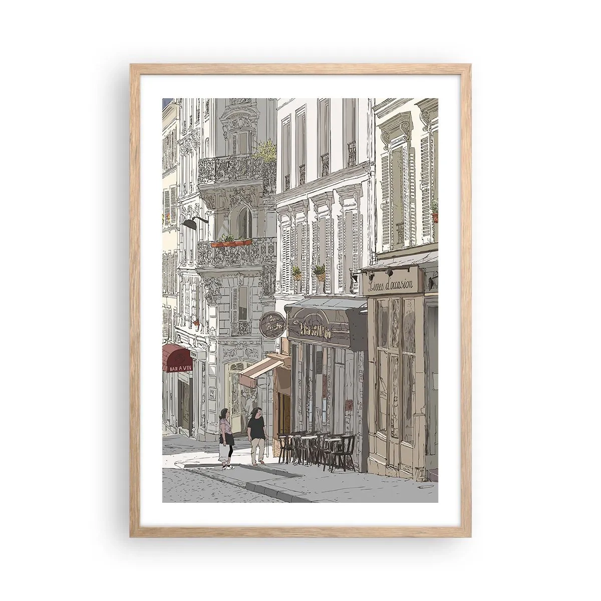 Póster en marco roble claro - Alegrías urbanas - 50x70 cm