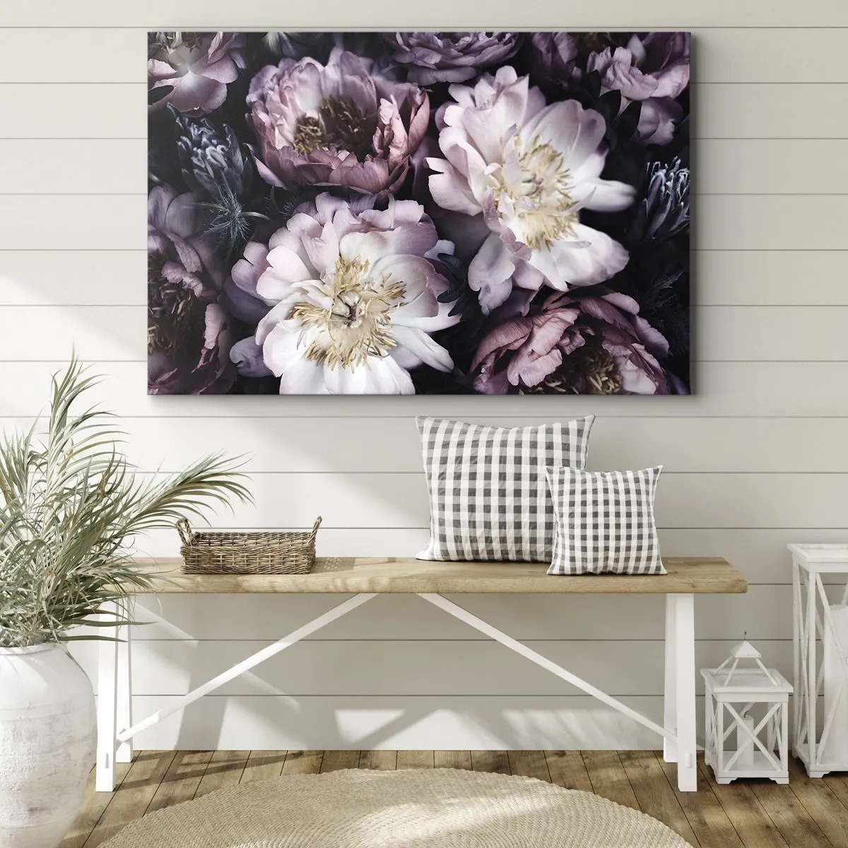 Cuadro sobre lienzo - Impresión de Imagen - Flores en delicados tonos pastel. - 70x50cm - Un ramo a la antigua usanza - Decoración de pared moderna para salón y dormitorio ARTTOR