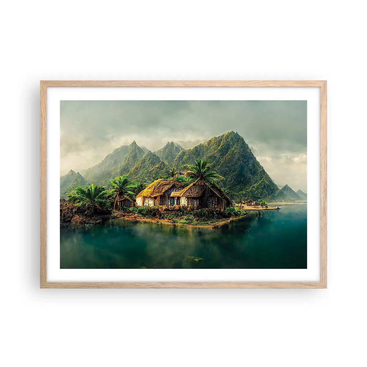 Póster en marco roble claro - Paraíso tropical - 70x50 cm