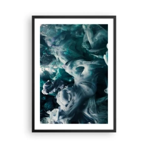 Póster en marco negro - Una composición abstracta de colores arremolinados en tonos verde y azul. - 50x70cm - Un movimiento de color - Decoración de pared moderna para salón y dormitorio ARTTOR