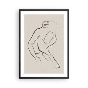 Póster en marco negro - Un boceto minimalista de una silueta femenina. - 50x70cm - Boceto íntimo - Decoración de pared moderna para salón y dormitorio ARTTOR