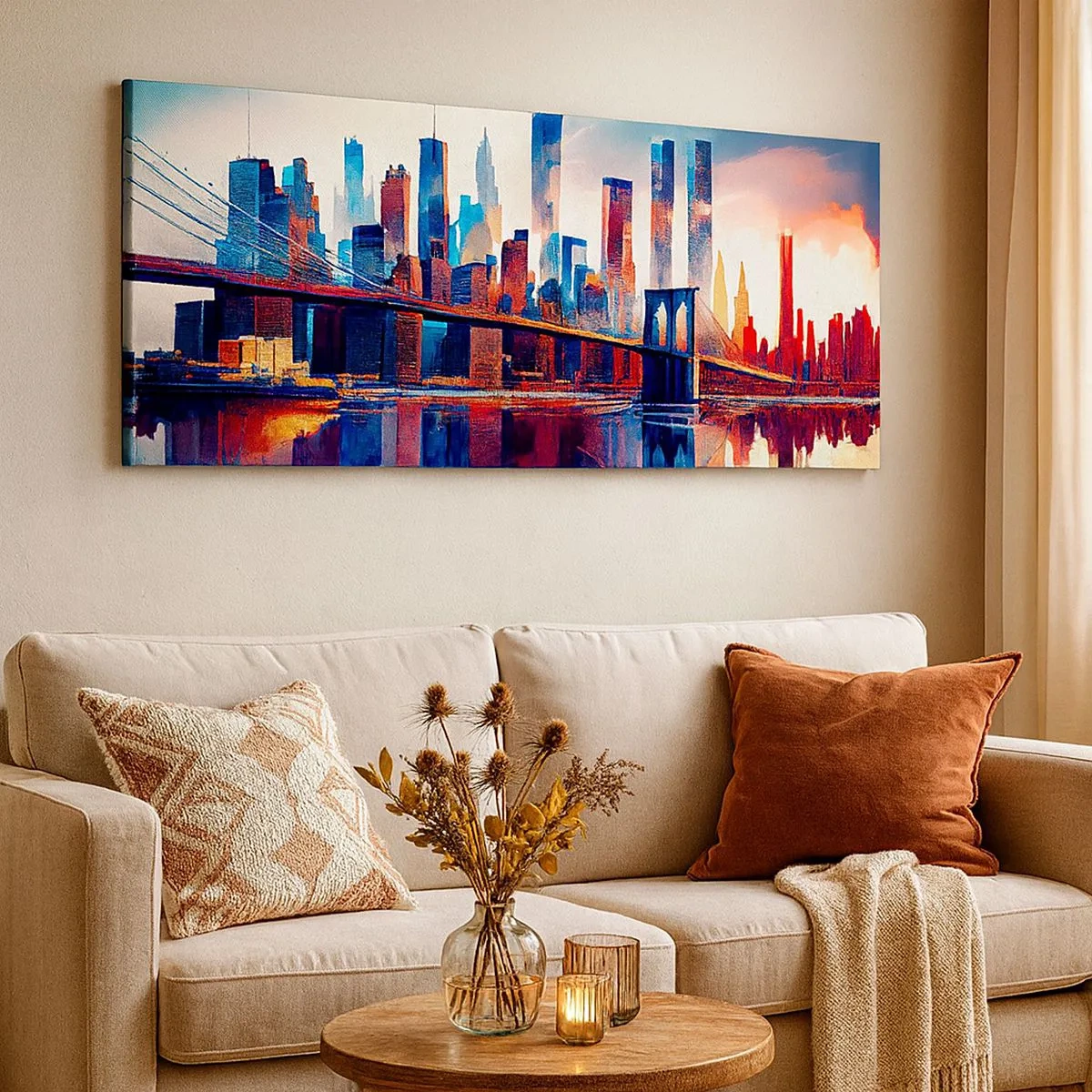 Cuadro sobre lienzo - Impresión de Imagen - Nueva York siempre luce - 100x40 cm