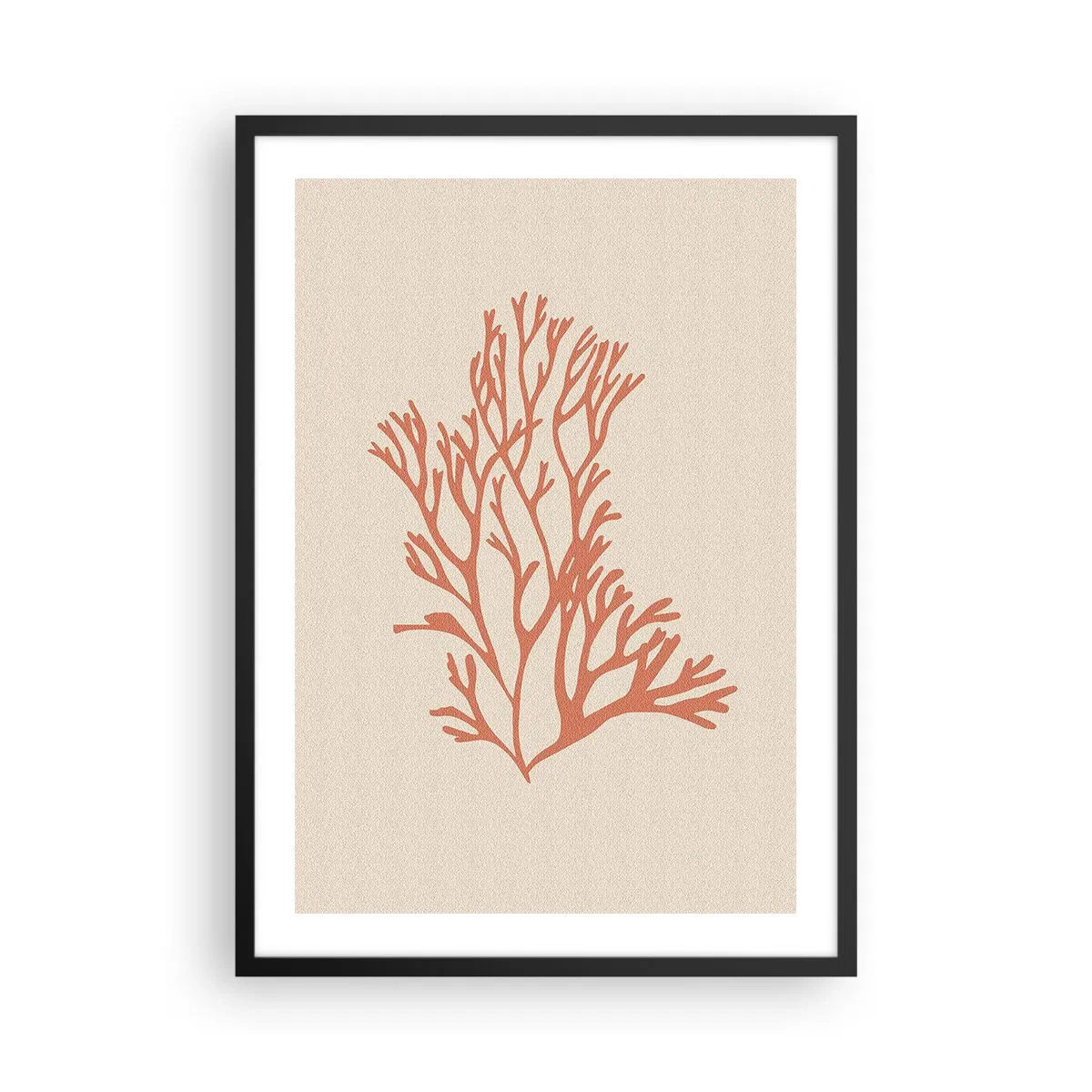 Póster en marco negro - Una delicada ilustración de coral sobre un fondo claro. - 50x70cm - Filigrana de coral - Decoración de pared moderna para salón y dormitorio ARTTOR