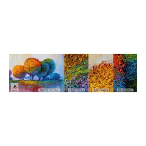 Muestra de fotomural Premium Sand - Un conjunto de colores llamativos - Abstracción, Paisaje, Árboles - 100x30 cm