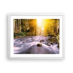 Póster en marco blanco - Malaquita en un marco de plata y oro - 50x40 cm