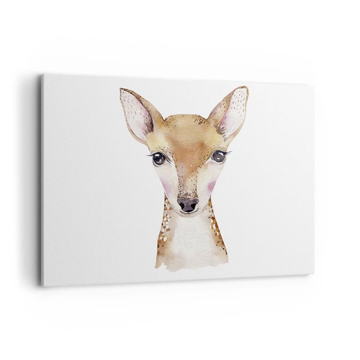Cuadro sobre lienzo - Impresión de Imagen - Retrato en acuarela de un corzo joven sobre un fondo blanco - 120x80cm - La naturaleza de la inocencia - Decoración de pared moderna para salón y dormitorio ARTTOR