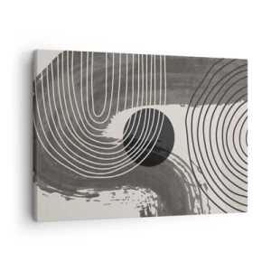 Cuadro sobre lienzo - Impresión de Imagen - Líneas geométricas y óvalos en tonos monocromáticos. - 70x50cm - La victoria del óvalo - Decoración de pared moderna para salón y dormitorio ARTTOR