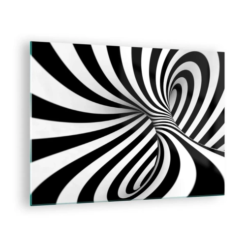 Cuadro sobre vidrio - Impresiones sobre Vidrio - Una espiral en blanco y negro que crea un efecto espacial dinámico. - 70x50cm - Composición: espacio de baile - Decoración de pared moderna para salón y dormitorio ARTTOR