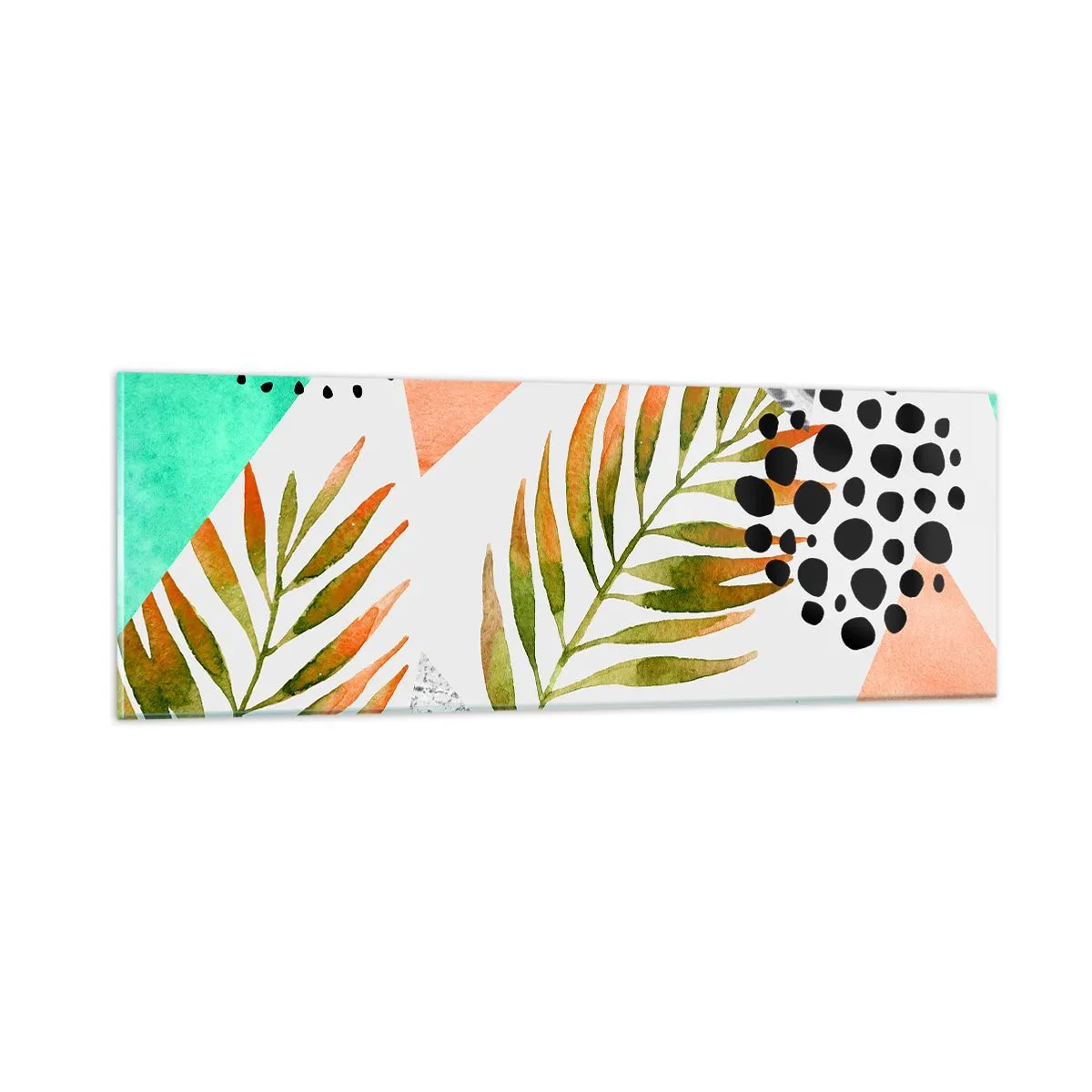 Cuadro sobre vidrio - Impresiones sobre Vidrio - Decoración con hojas de palmera - 90x30 cm